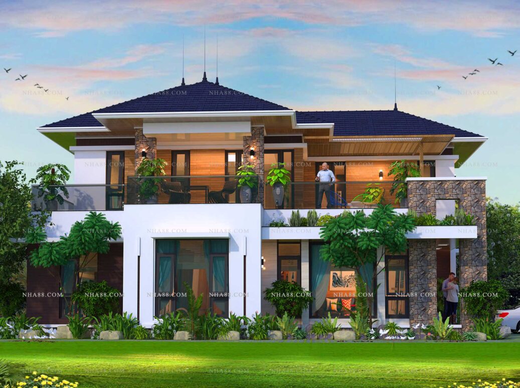 Biệt thự 2 tầng Hiện đại mái Nhật