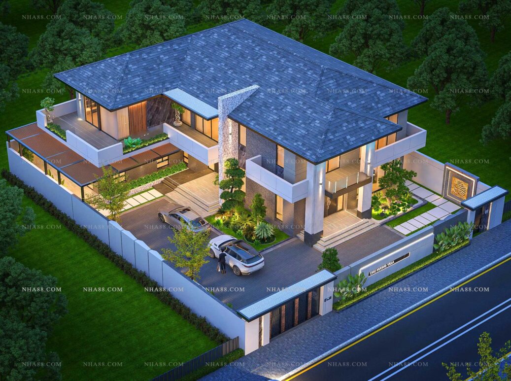Biệt thự 2 tầng Hiện đại mái Nhật
