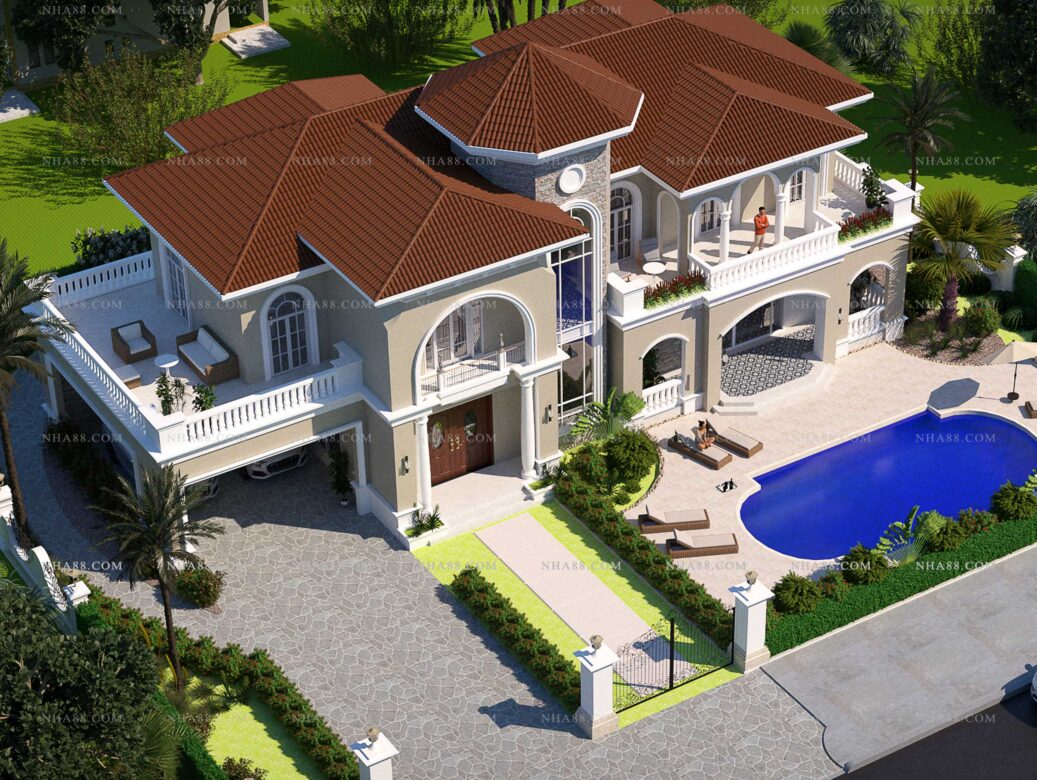 Biệt thự 2 tầng Địa Trung Hải mái Nhật